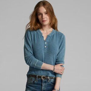 Stretch-Cotton Waffle Henley
